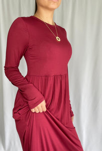 You Belong With Me Maxi Dress- Burgundy