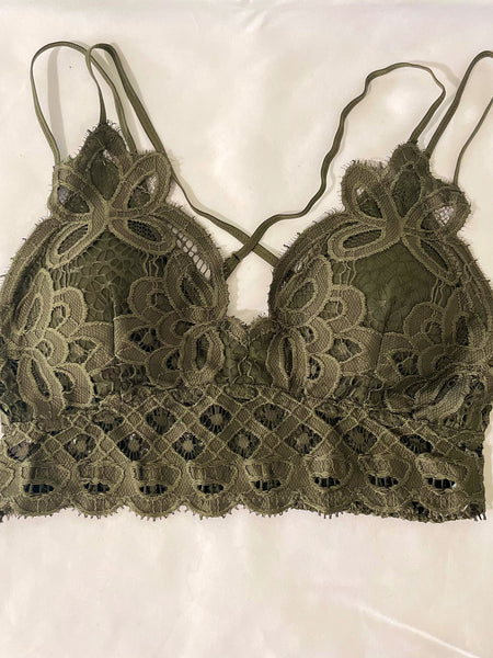 Lace Bralette -Dark Olive