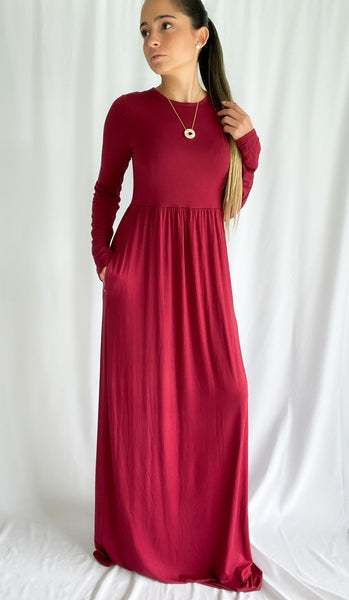 You Belong With Me Maxi Dress- Burgundy