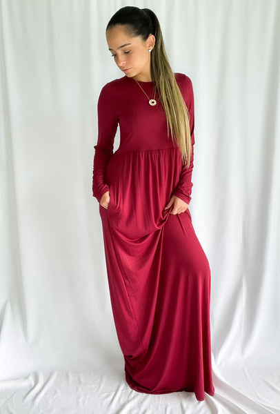 You Belong With Me Maxi Dress- Burgundy