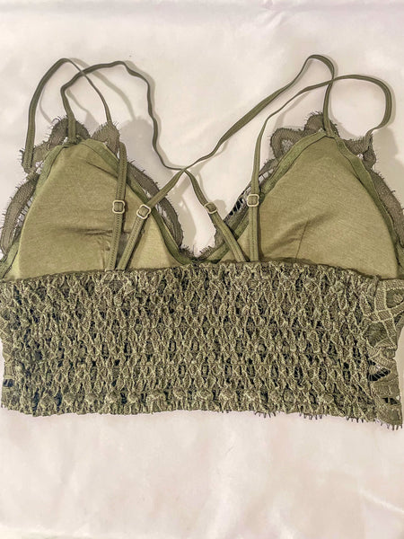 Lace Bralette -Dark Olive